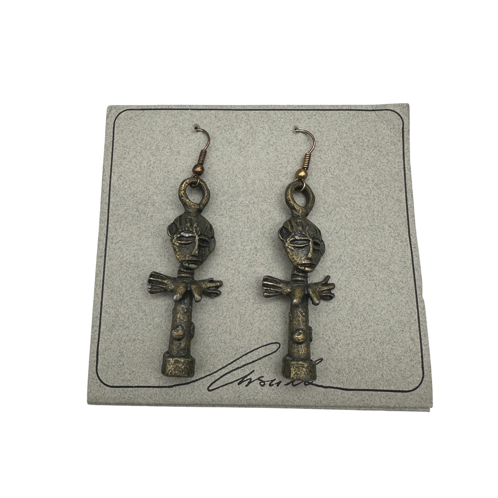 Vintage Ursula Handmade Earrings Bronze Tone Vancouver Akwaba Woman Fertility